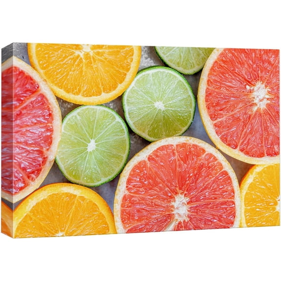 Wall26 Canvas Print Wall Art Grapefruit Lemon Lime Citrus Print Kitchen & Cooking Food Wall Decor Colorful Fruit Photography Art Modern Realism Decorative Unframed for Living Room - 12"x18"