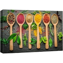 Wall26 Canvas Print Wall Art Herbs and Spice in Spoons Print Kitchen & Cooking Food Wall Decor Colorful Photography Modern Art Decorative Unframed for Restaurant, Living Room - 12"x18"