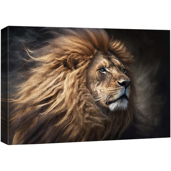 Wall26 Canvas Print Wall Art Lion Portrait Animal Mane Safari Jungle Nature Wilderness Photography Realism Modern Art Decora Multicolor Rustic Unframed for Bedroom - 24"x36"