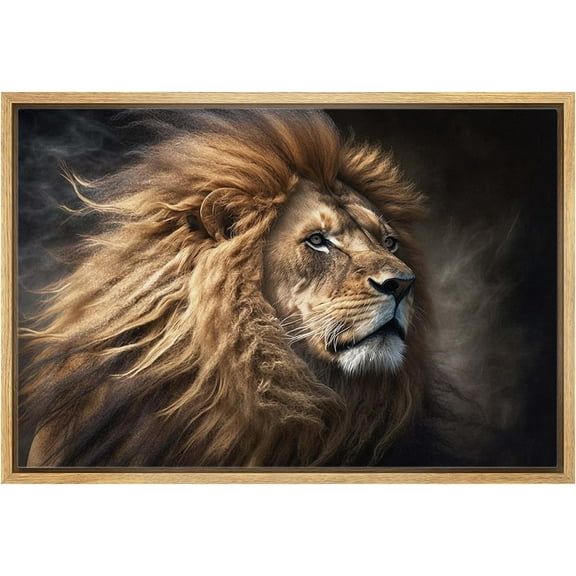 Wall26 Canvas Print Wall Art Lion Portrait Animal Mane Safari Jungle Nature Wilderness Photography Realism Modern Framed Art Decora Multicolor Rustic for Bedroom - 24"x36" Natural