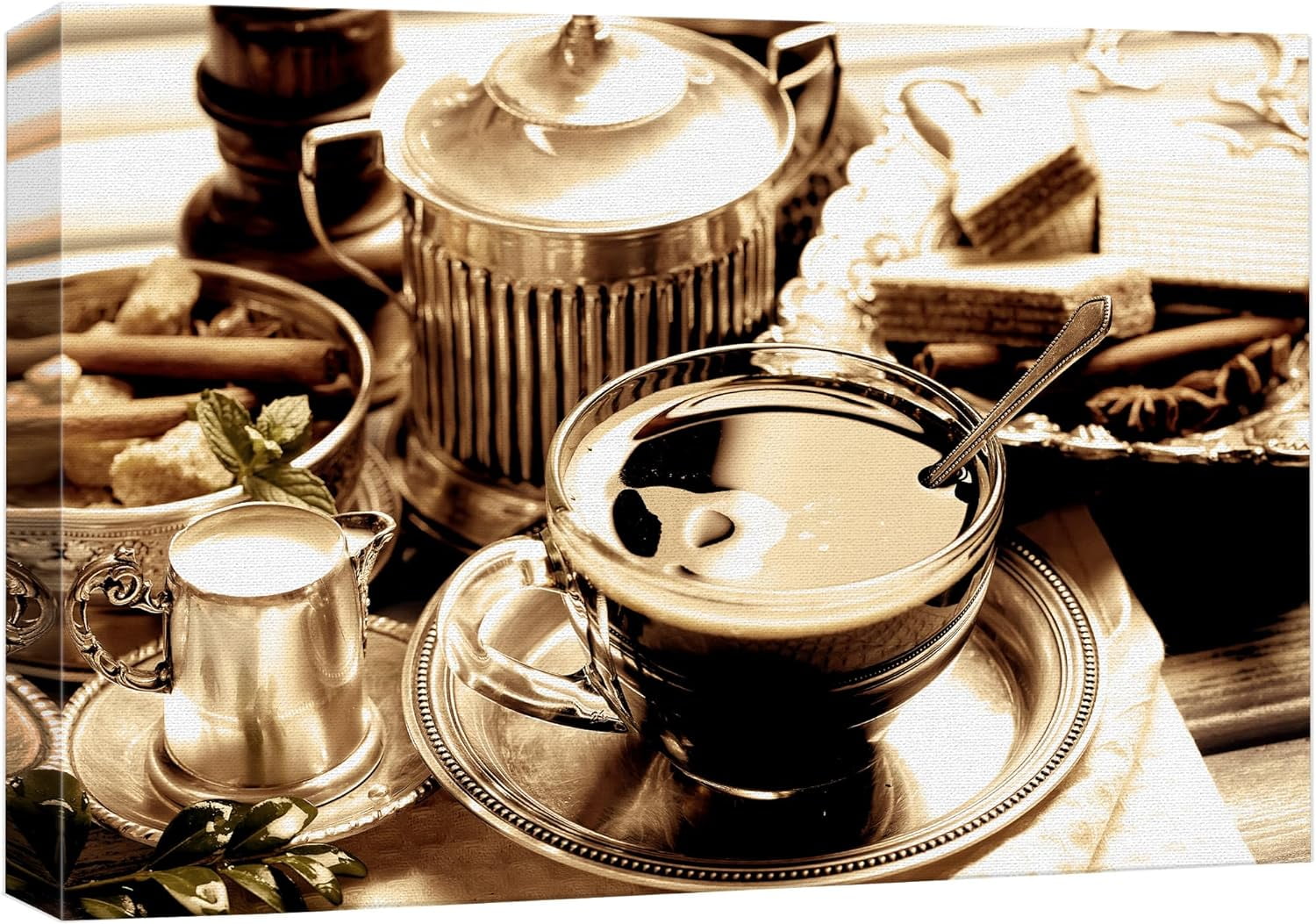 Wall26 Canvas Print Wall Art Morning Coffee Espresso Sepia