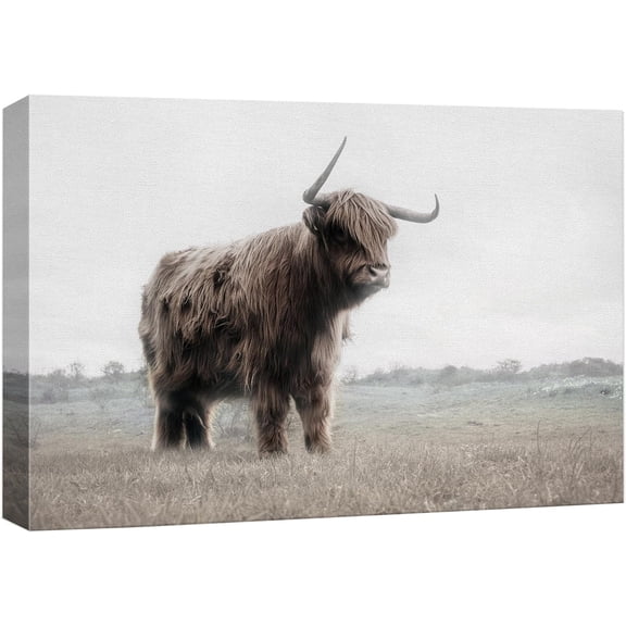 Wall26 Canvas Print Wall Art Washed Out Landscape Shetland Cow Nature Wilderness Photography Realism Modern Art Decora Multicolor Rustic Unframed for Bedroom - 12"x18"