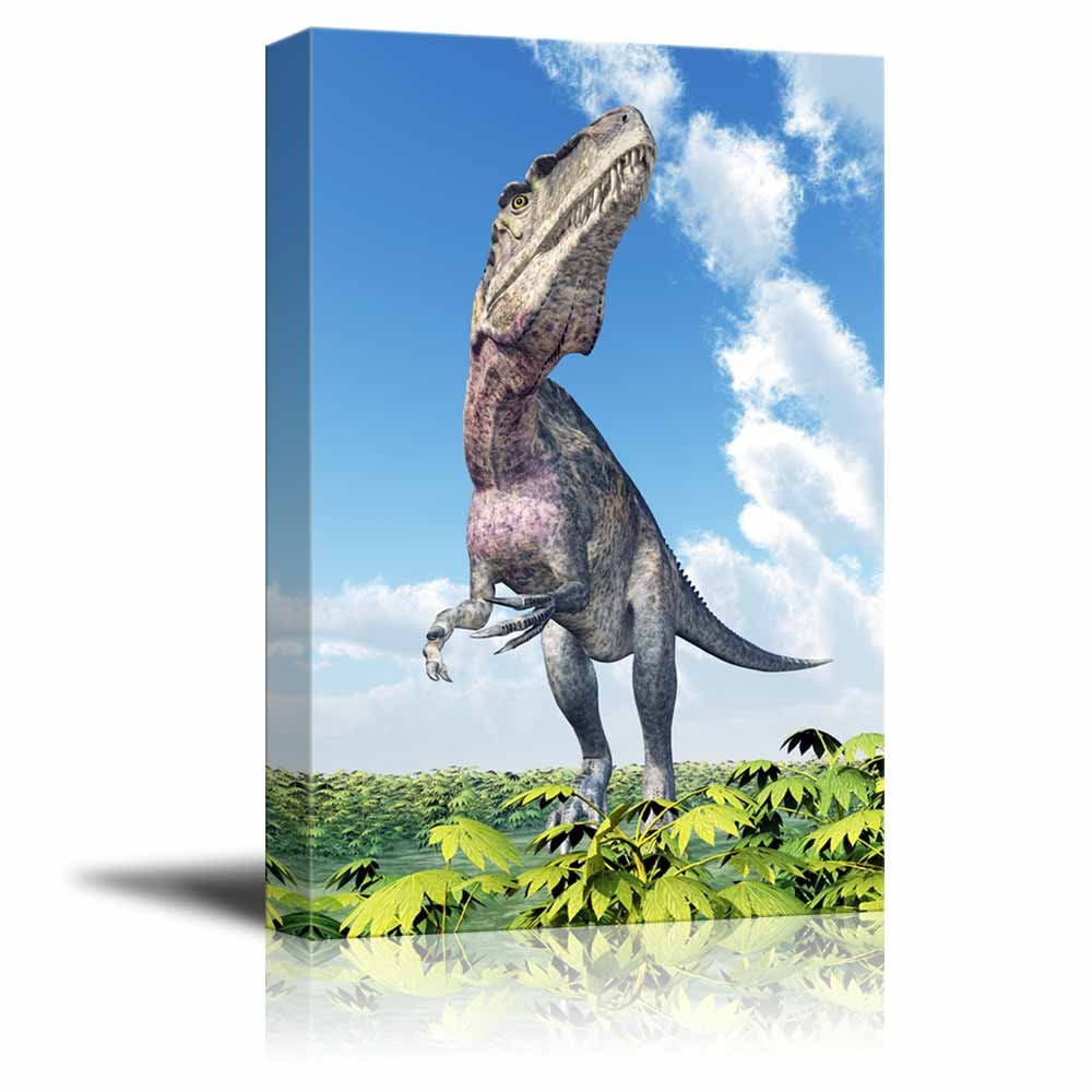 Wall26 Canvas Prints Wall Art - Dinosaur Acrocanthosaurus for a Boys Bedroom | Modern Wall Decor/Home Decoration Stretched Gallery Canvas Wrap Giclee Print. Ready to Hang - 12" x 18"