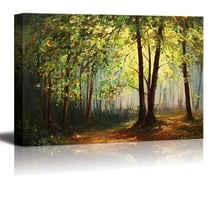 Wall26 Canvas Prints Wall Art - Oil Painting Style Landscape - Summer Forest, Home Decoration Stretched Gallery Canvas Wrap Giclee Print. Ready to Hang - 12" x 18"