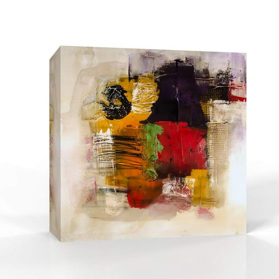 Wall26-Canvas Wall Art-Abstract Colorful Oil Painting-Giclee Painting Wall Bedroom Living House Decoration Home Art - 24x24 inches