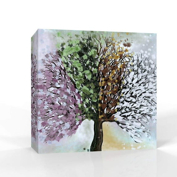 Wall26-Canvas Wall Art-Abstract Colorful Tree-Giclee Painting Wall Bedroom Living House Decoration Home Art - 12x12 inches