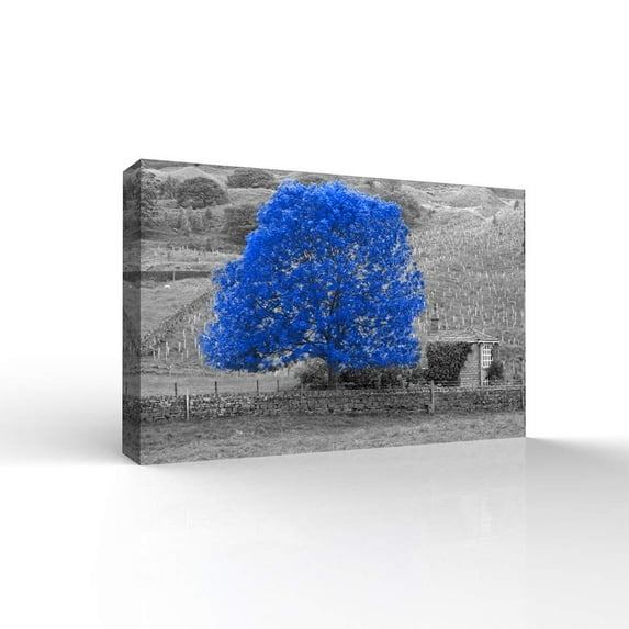 Wall26-Canvas Wall Art-Blue and Black Abstract Colorful Tree-Giclee Painting Wall Bedroom Living House Decoration Home Art - 24x36 inches