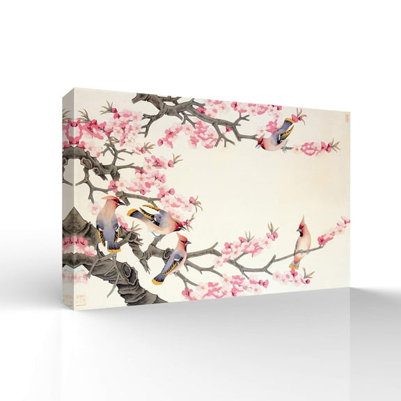 Wall26-Canvas Wall Art-Classcial Flower and Bird Painting-Giclee Painting Wall Art for Bedroom Living Room Home Decoration - 24x36 inches