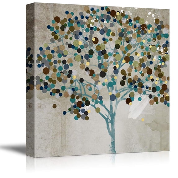 Wall26-Canvas Wall Art-Happy Tree-Giclee Painting Wall Bedroom Living House Decoration Home Art - 12x12 inches