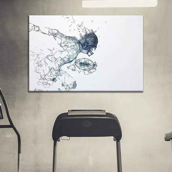Wall26 - Canvas Wall Art Sports Theme - Abstract Style Powerful Man Running Football - Giclee Print Gallery Wrap Modern Home Decor Ready to Hang - 12x18 inches