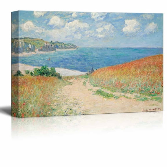 Wall26 Claude Monet - Path Through The Corn at Pourville - Impressionist Modern Art - Canvas Art Home Decor - 12x18 inches