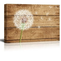 Wall26 Dandelion on Vintage Wood Background - Canvas Art Wall Decor - 16"x24"