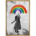 thumbnail image 1 of Wall26 Framed Canvas Print Wall Art Banksy Girl Rainbow Umbrella Wall Print Graffiti & Street Art Urban Architecture Cityscape Grunge Dark Modern Photograph Art Decorative - 24"x36" Natural, 1 of 5