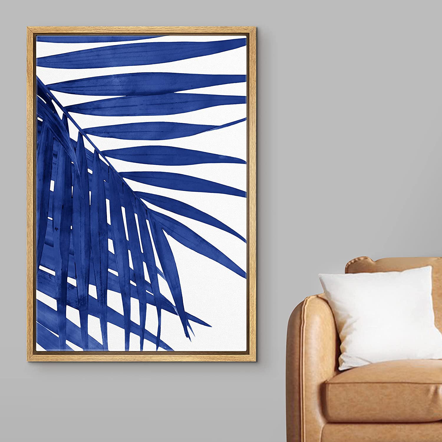 Blue Palm Leaf Watercolor Wall Mural
