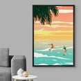 thumbnail image 1 of Wall26 Framed Canvas Print Wall Art Duo of Surfers on Beach at Dusk Nature Ocean Illustrations Modern Art Nautical Scenic Colorful for Living Room, Bedroom, Office - 16"x24" BLACK, 1 of 5