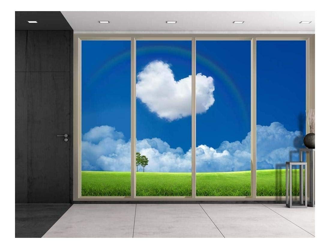 Wall26 Heart-Shaped Cloud Rainbow Wall Mural, Peel and Stick Wallpaper ...