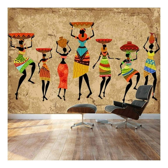 Wall26 Large Wall Mural - Abstract Art African Woman on Grunge Background | Self-Adhesive Vinyl Wallpaper/Removable Modern Decorating Wall Art - 100" x 144"