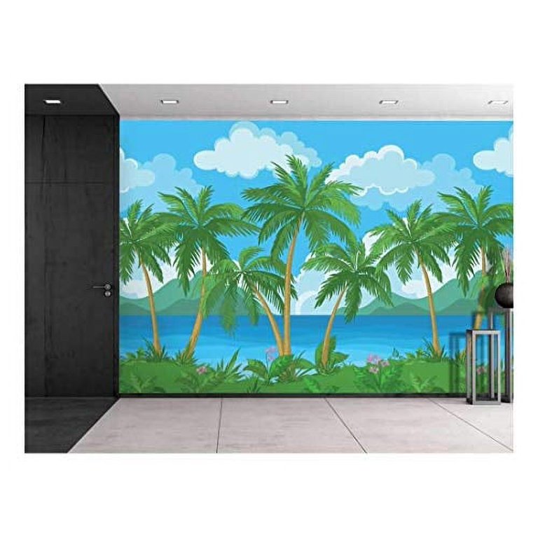 Wall26 - Large Wall Mural - Image of Tropical Scenery with Palm Trees |  Self-Adhesive Vinyl Wallpaper/Removable Modern Decorating Wall Art - 100