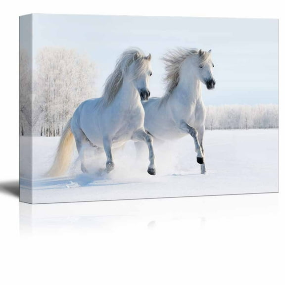 Wall26 Modern White Horse Animals Canvas Wall Art Prints, 12"x18"