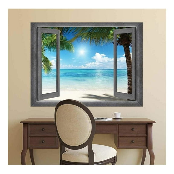 Wall26 Open Window Wall Mural Peel & Stick Wallpaper, 36x48 inches