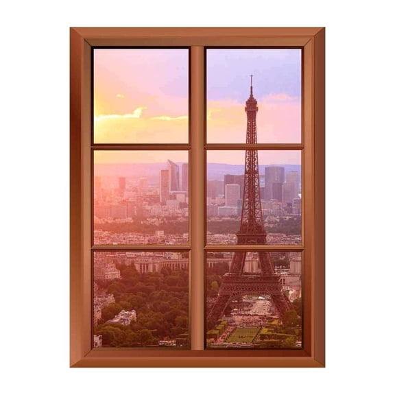 Wall26 Removable Wall Sticker/Wall Mural - Eiffel Tower in Paris - Creative Window View Vinyl Sticker - 36"x48"