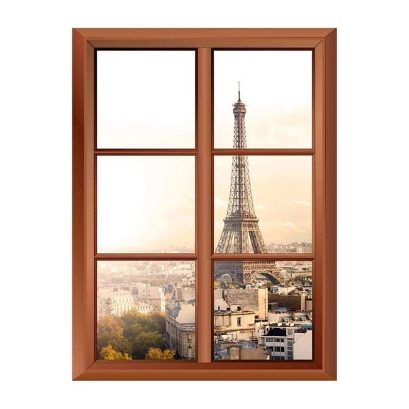 Wall26 Removable Wall Sticker/Wall Mural - Eiffel Tower in Paris - Creative Window View Vinyl Sticker - 36"x48"