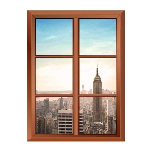 Wall26 Removable Wall Sticker/Wall Mural - Modern City Evening Bird's-Eye View - Creative Window View Vinyl Sticker - 36"x48"
