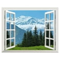 thumbnail image 1 of Wall26 Removable Wall Sticker/Wall Mural - Snow Mountain and Pine Trees Out of The Open Window Creative Wall Decor - 24"x32", 1 of 6