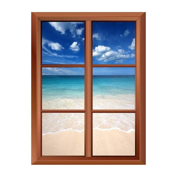 Wall26 Removable Wall Sticker/Wall Mural - Tropical Beach and Clear Waves - Creative Window View Vinyl Sticker - 36"x48"