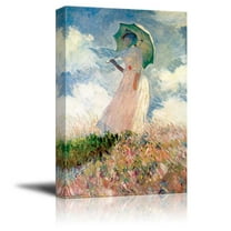 Wall26 Woman with a Parasol, Facing Left, 1886 by Claude Monet - Canvas Print Wall Art Famous Painting Reproduction - 24" x 36"