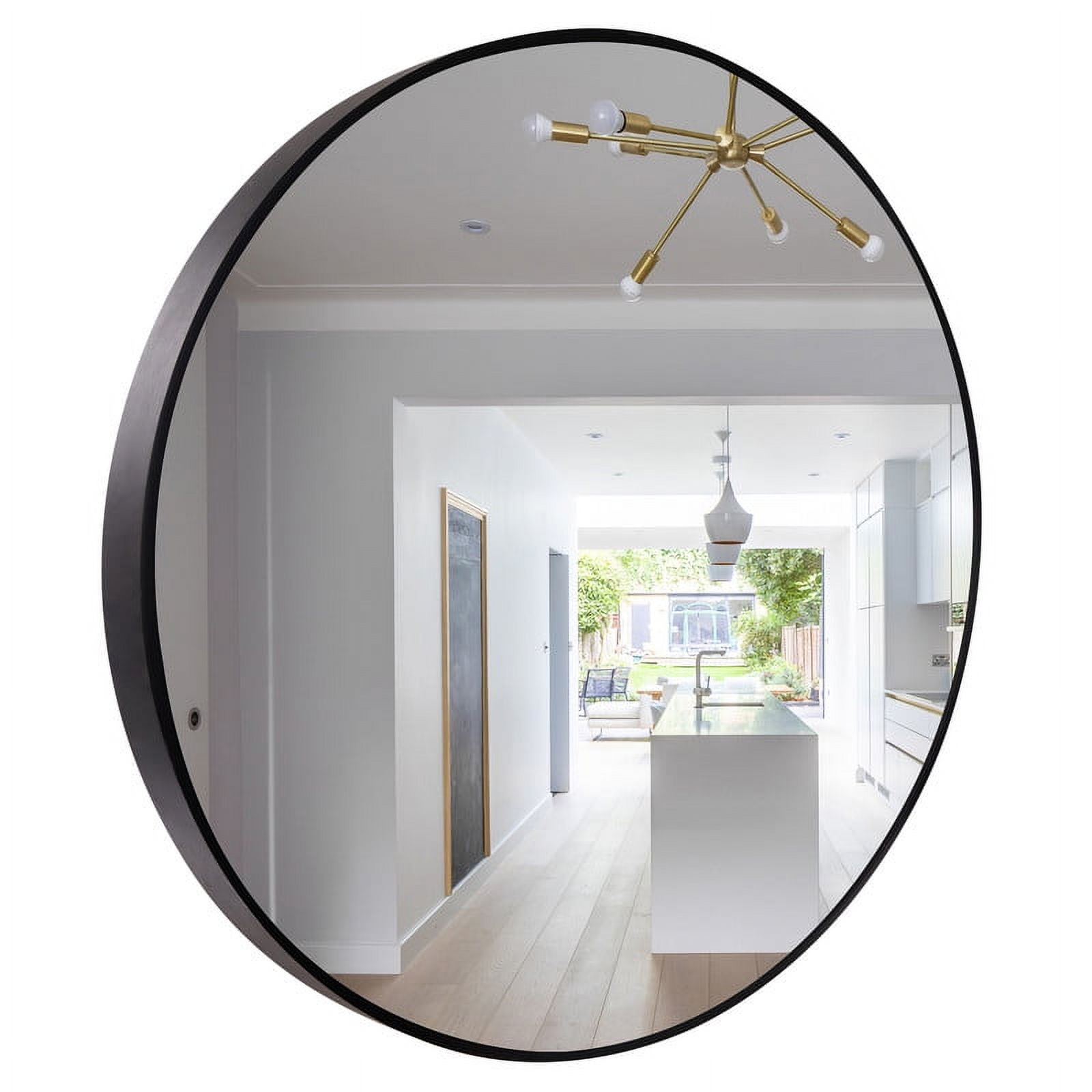 20 Inch Black Aluminum Round Wall Mirror