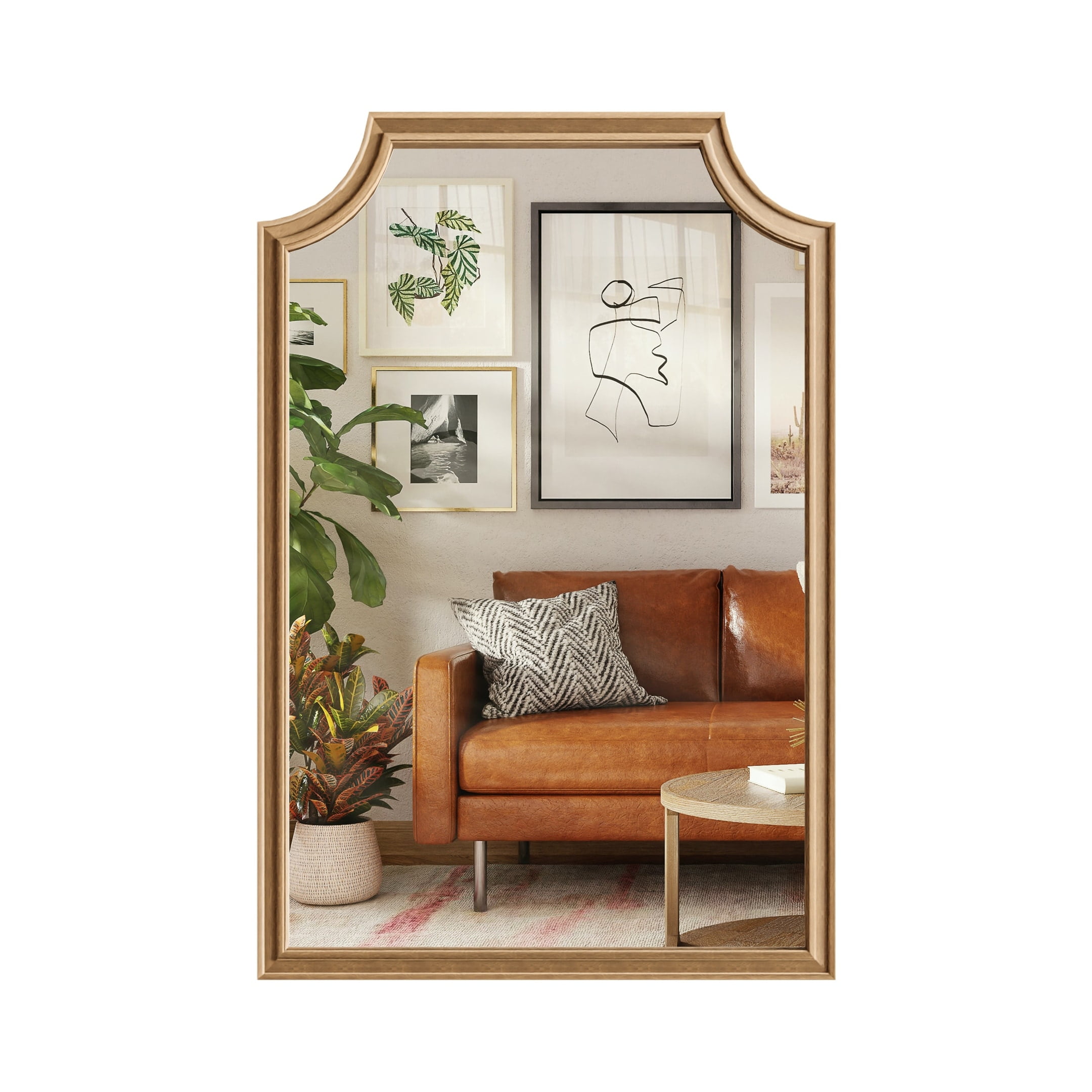 Rustic Farmhouse 36" x 24" Brown Wood Framed Bathroom Mirror