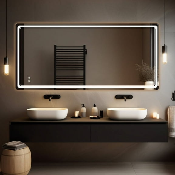 WallBeyond 27"×55" Large Rectangle Led Vanity Wall Mirror for Bathroom with No Frame