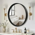 thumbnail image 1 of WallBeyond 28 inch Wood Frame Round Mirror, Decorative Circle Wall Mirror for Bathroom Vanity, Black, 1 of 8