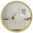 thumbnail image 1 of WallBeyond 30 inch Large Wood Round Wall Mirror with Gold Beaded Frame, Home Decorative Mirror, 1 of 8