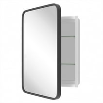 WallBeyond Aluminum Medicine Cabinet with Mirror Round Corner Rectangle Cabinet 16x24, Black