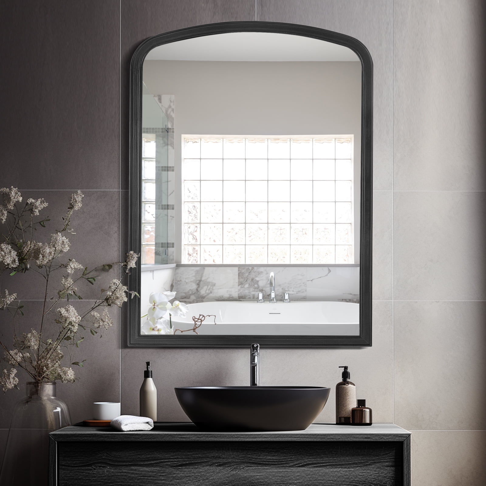 WallBeyond Rustic Farmhouse Wood Frame Mirror for Bathroom, Wall Decor ...