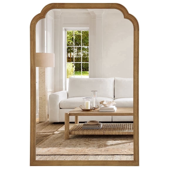 WallBeyond Rustic Wood Frame Wall Mirror Decorative for Bathroom, 24" × 36", Natural