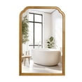 thumbnail image 1 of WallBeyond Wood Frame Rounded Corner Arch Rectangle Wall Mirror for Bathroom, 20" × 30", Natural Wood, 1 of 6