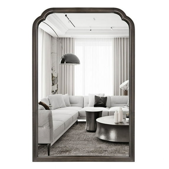 WallBeyond Wood Rustic Bathroom Wall Mirror, Decoration for Living Room or Bedroom Vanity Mirror, 20" × 30", Black