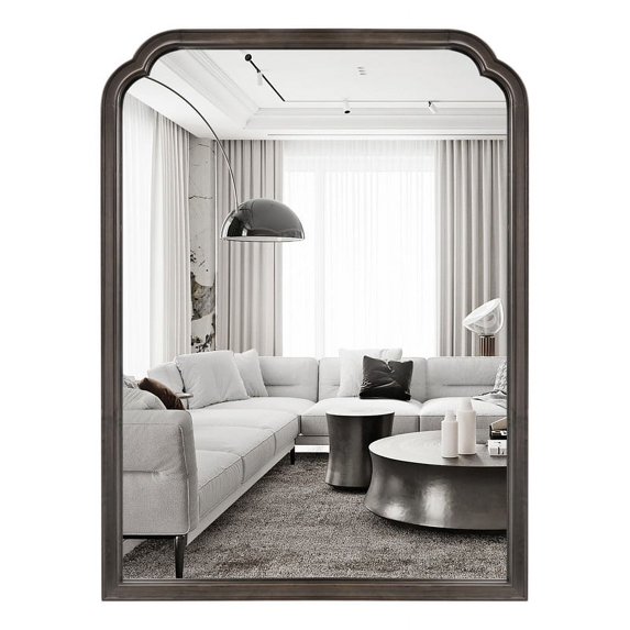 WallBeyond Wood Rustic Bathroom Wall Mirror, Decoration for Living Room or Bedroom Vanity Mirror, 30" × 40", Black