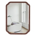 thumbnail image 1 of WallBeyond Wood Rustic Rounded Corner Vanity Mirror for Wall Mounted, Home Decor, 36" × 48", Walnut, 1 of 6