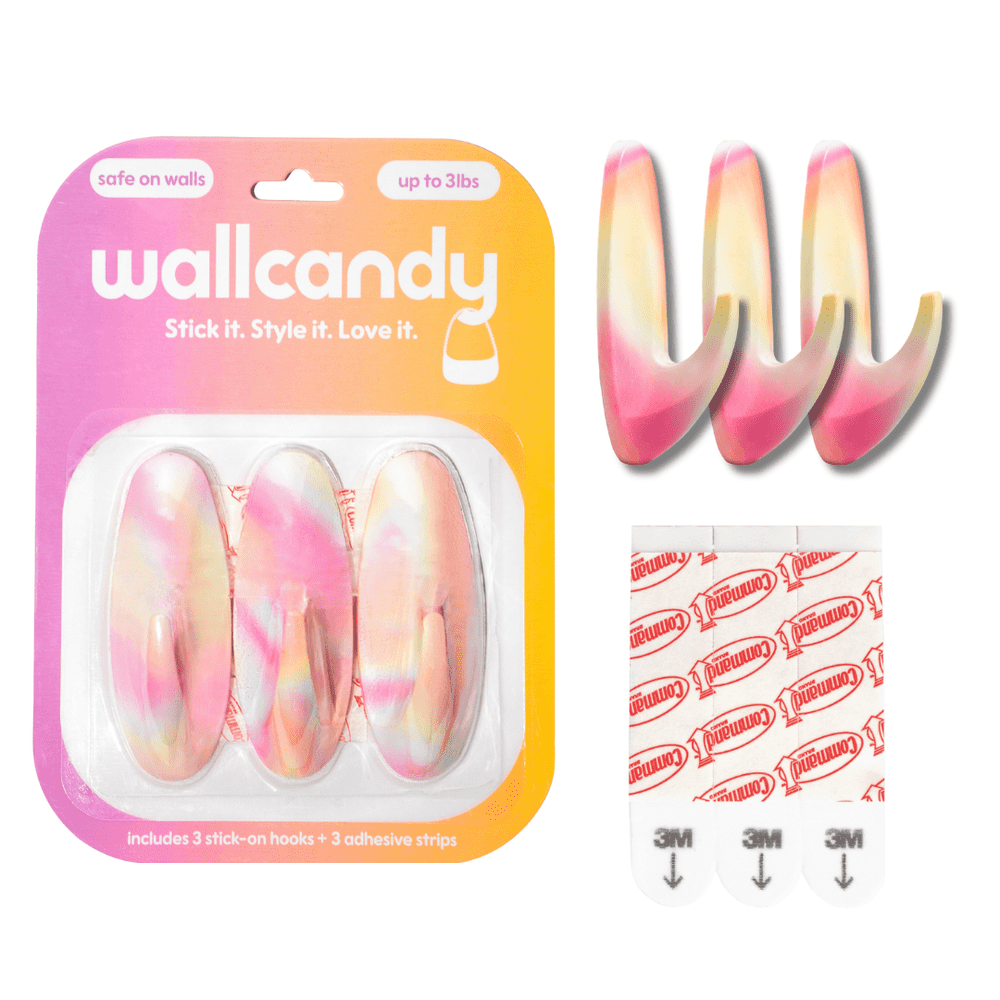 WallCandy Ombre Stick-On Wall Hooks with 3M Command Strips | 3 Pack