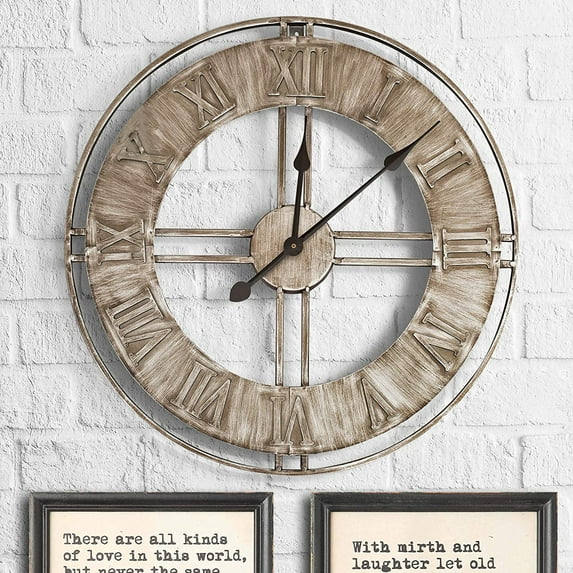 WallCharmers 20” Industrial Clock | Large Wall Clock, Oversize Wall Clocks | Metal Wall Clock