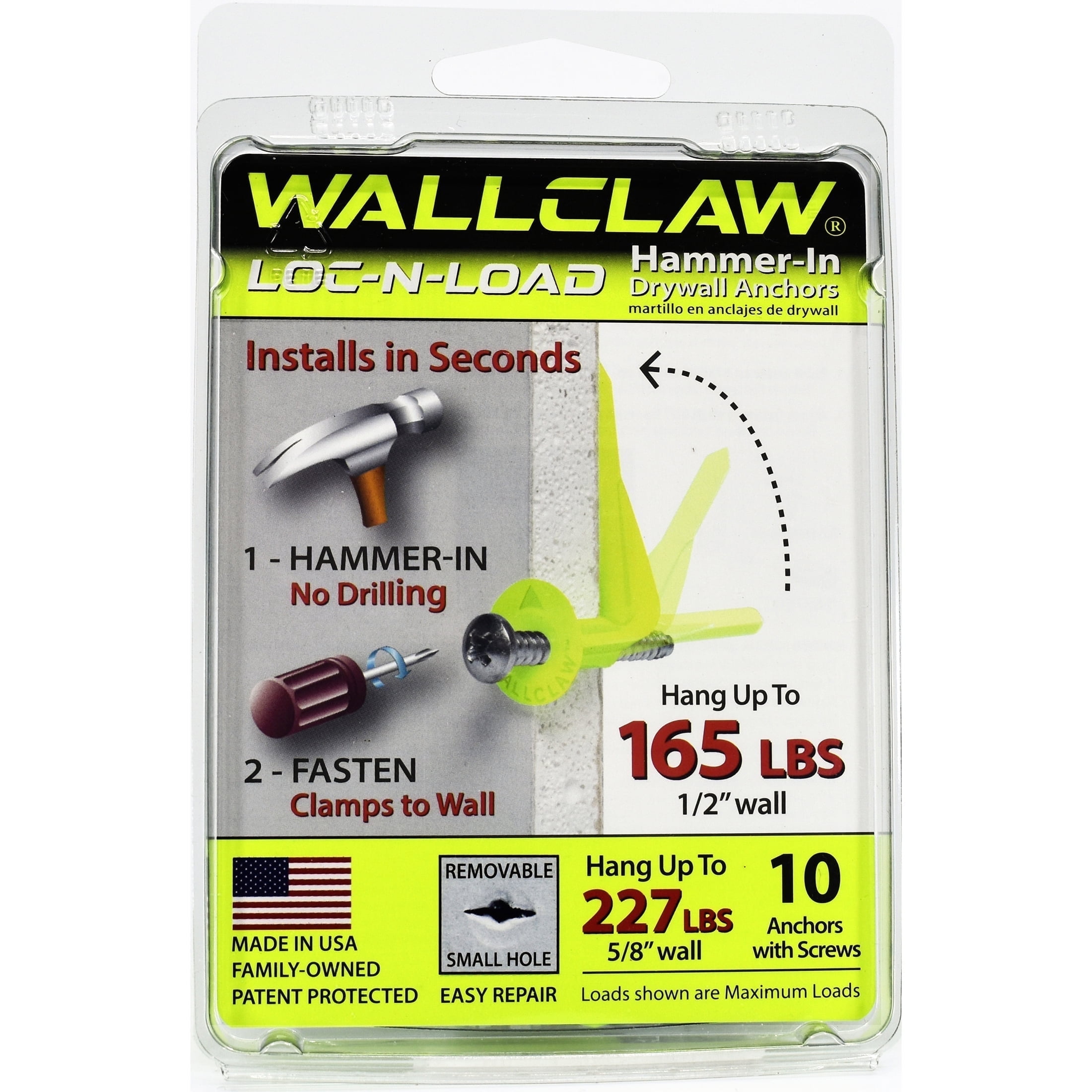 WallClaw 0.25 in x 2 in Plastic and Steel Drywall Anchors