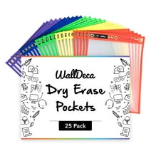 WallDeca Dry Erase Pocket Sleeves Assorted Colors , 9.3" x 13", Fits Full Pages, 5 Colors (25-Pack)