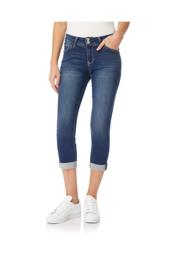 Jeans for Women Ultra Crop 23.5” Inseam Mid-Rise​​ Insta Soft Denim, Juniors Jeans - Iris, 9