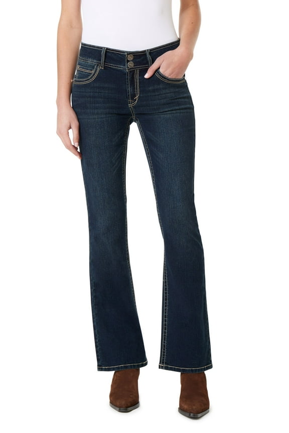 Luscious Curvy Bootcut Mid-Rise Insta Stretch Denim Juniors Jeans for Women, Evan, 17