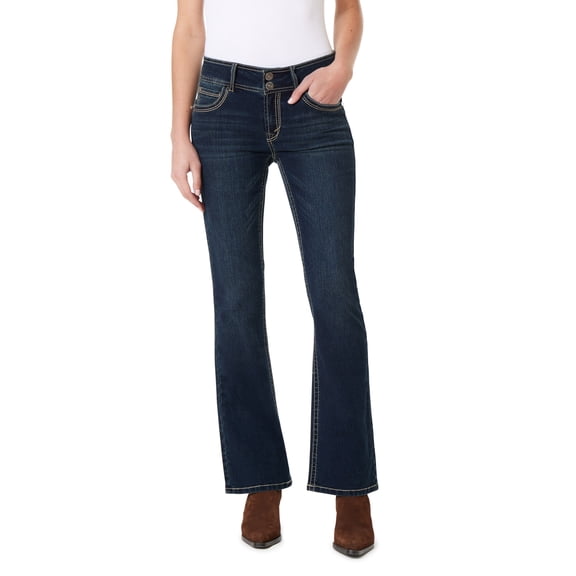 WallFlower Luscious Curvy Bootcut Mid-Rise Insta Stretch Denim Juniors Jeans for Women, Evan, 3