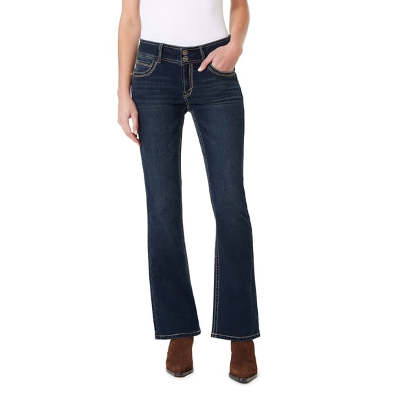 WallFlower Luscious Curvy Bootcut Mid-Rise Insta Stretch Denim Juniors Jeans for Women, Evan, 7